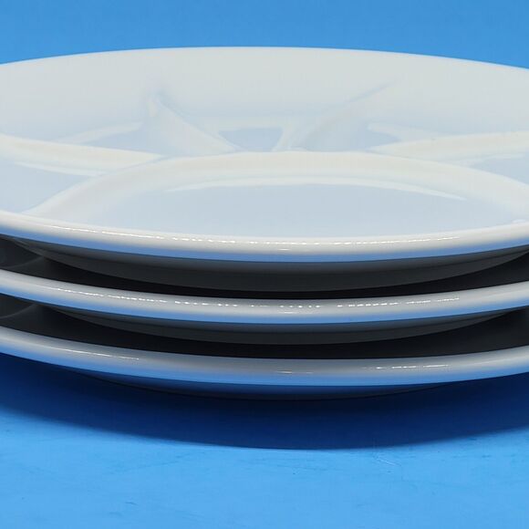 Pillivuyt France Porcelain Depuis 1818 9 5/8" Set Of 3 White Divided Plates VGC - Picture 9 of 10